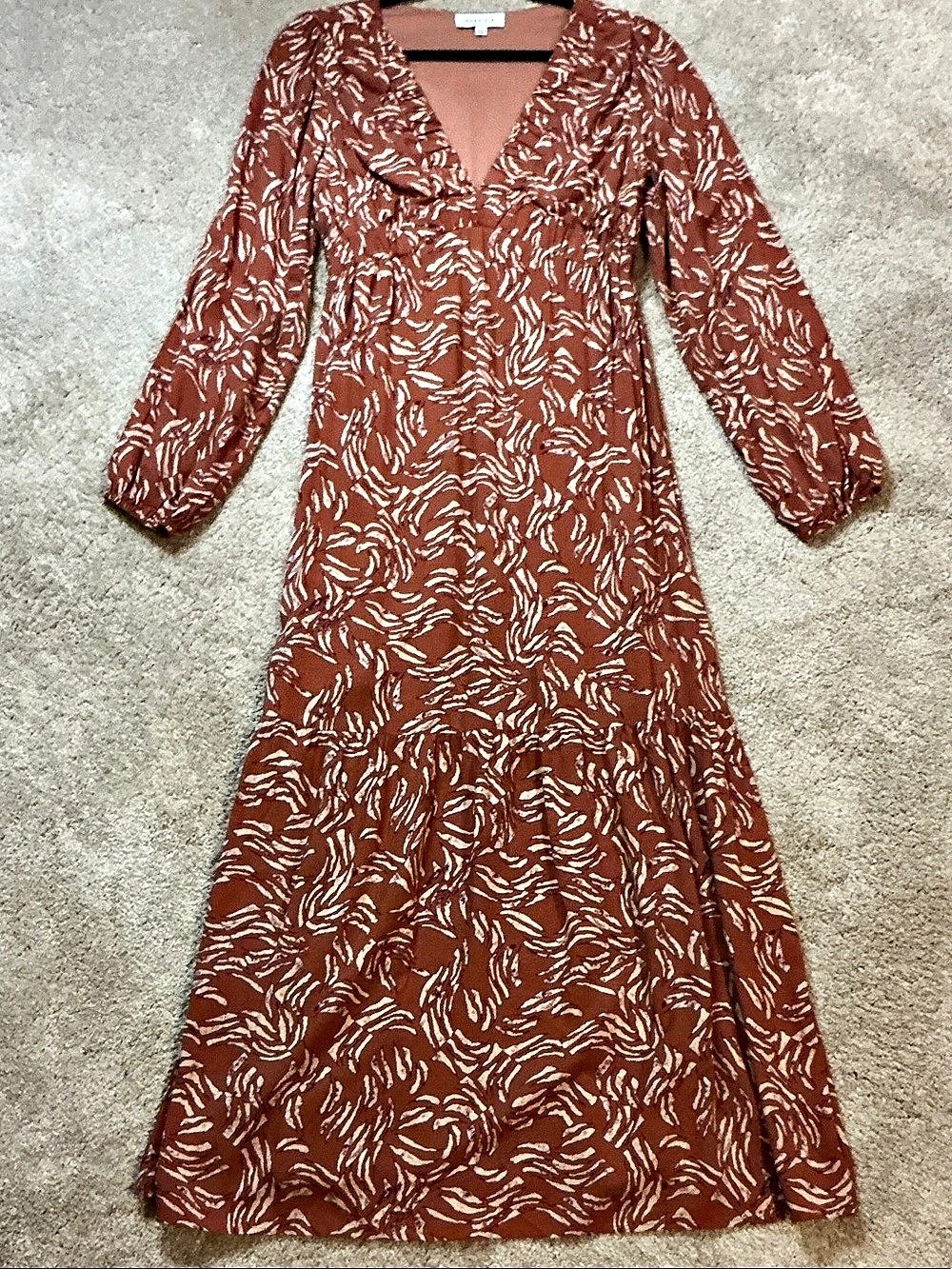 GILLI Animal Print Maxi Dress in Brown & White Size Small
